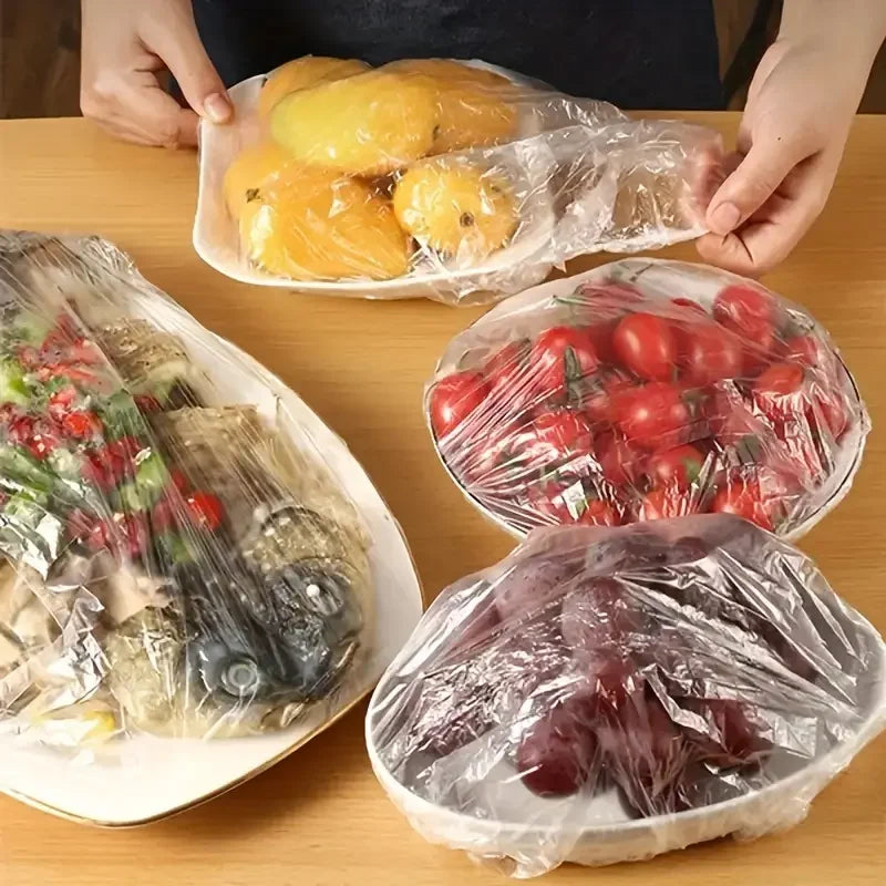 Disposable Stretch Bowl Covers – 100 Pack for Leftovers & Meal Prep