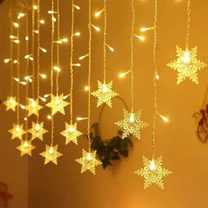 Snowflake Curtain Lights – 3.2 m LED Christmas Window Lights, 8 Modes