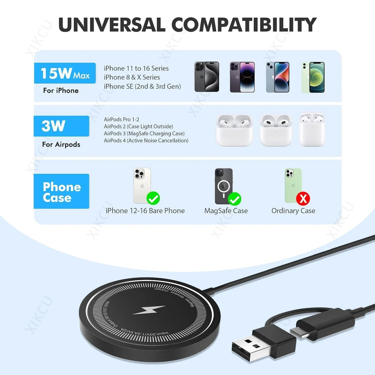 MagSafe-Style Magnetic Wireless Charger for iPhone & AirPods