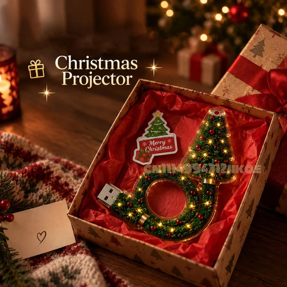 Flexible Christmas Tree Projector Lamp – USB, 6+ Holiday Patterns