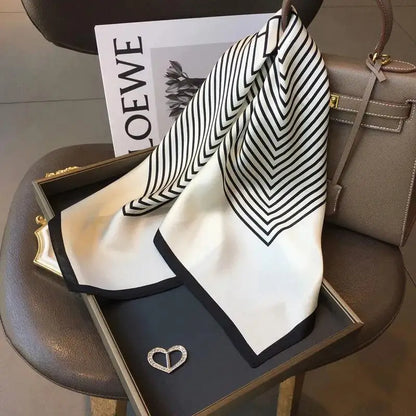 Striped Satin Square Scarf – 70 cm Neck Scarf & Headscarf