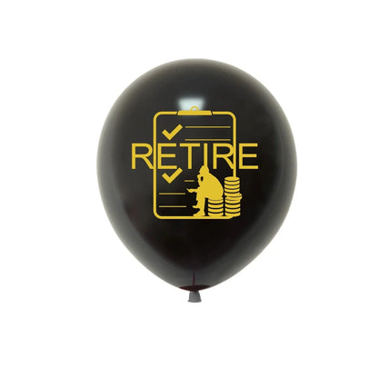 Happy Retirement Balloons – 15-Pack 12" Black & Gold Latex Party Balloons