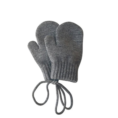 Strickfäustlinge für Babys mit Kordel – Fäustlinge aus Wollmischung für Kleinkinder (Alter 1–4)