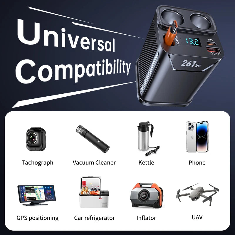 7-in-1 Cup-Holder Car Charger Adapter