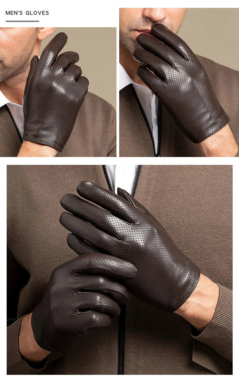 Men's Genuine Sheepskin Leather Gloves – Touchscreen Winter Gloves