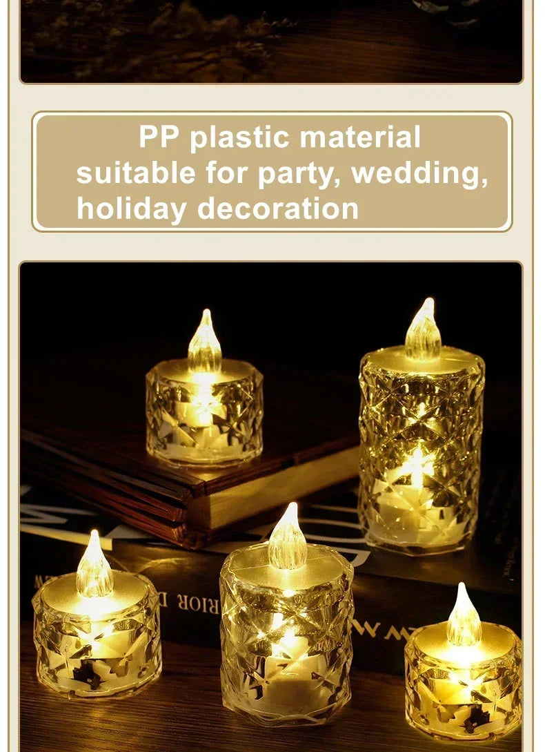 LED Crystal Flameless Candle Light LED Electronic Candle Light Night Lamp Dating Party Holiday Home Wedding Christmas Decoration