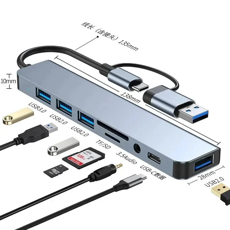 HUB USB C 3.0 Type C Splitter Multi 4K HDMI Monitor RJ45 Ethernet PD Power Adapter Docking Station  Laptop Splitter For Macbook