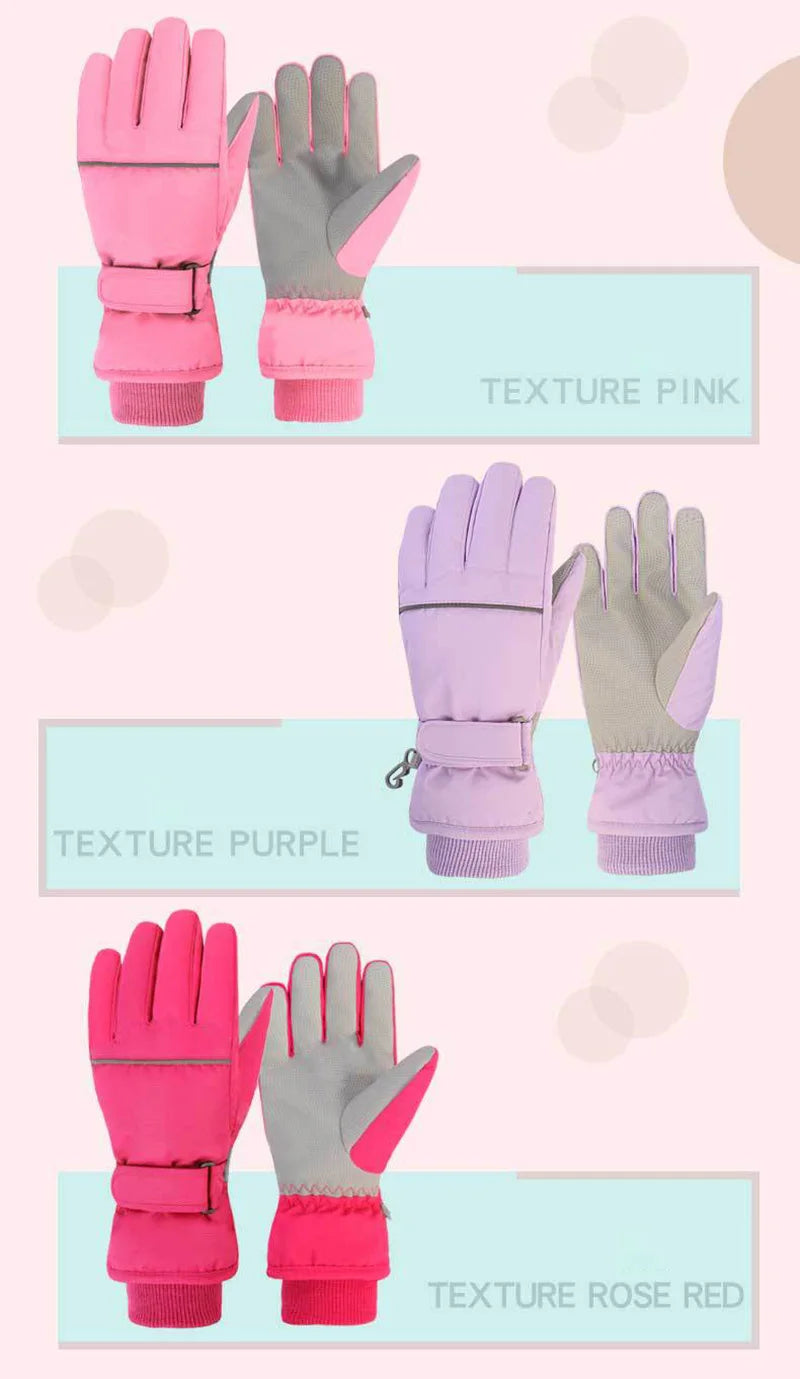 Kids' Insulated Ski Gloves – Plush-Lined Snow Gloves (Ages 4–13)