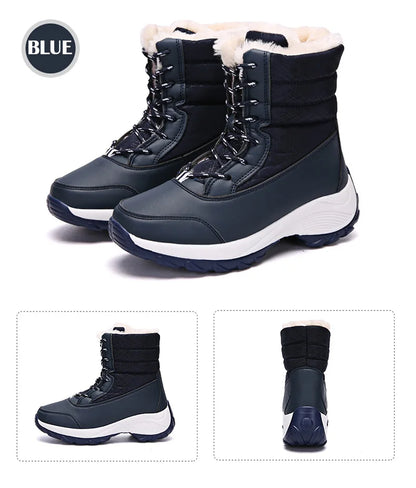 Botines de plataforma con cordones y forro de felpa para mujer