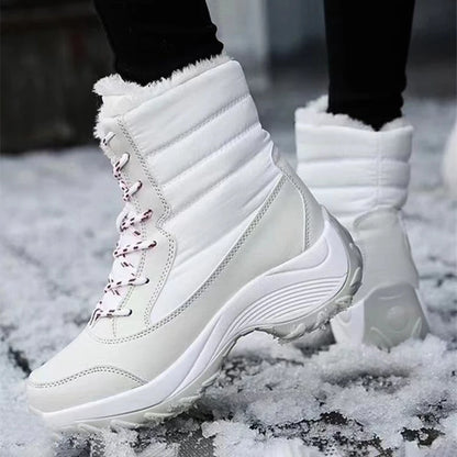 Botines de plataforma con cordones y forro de felpa para mujer
