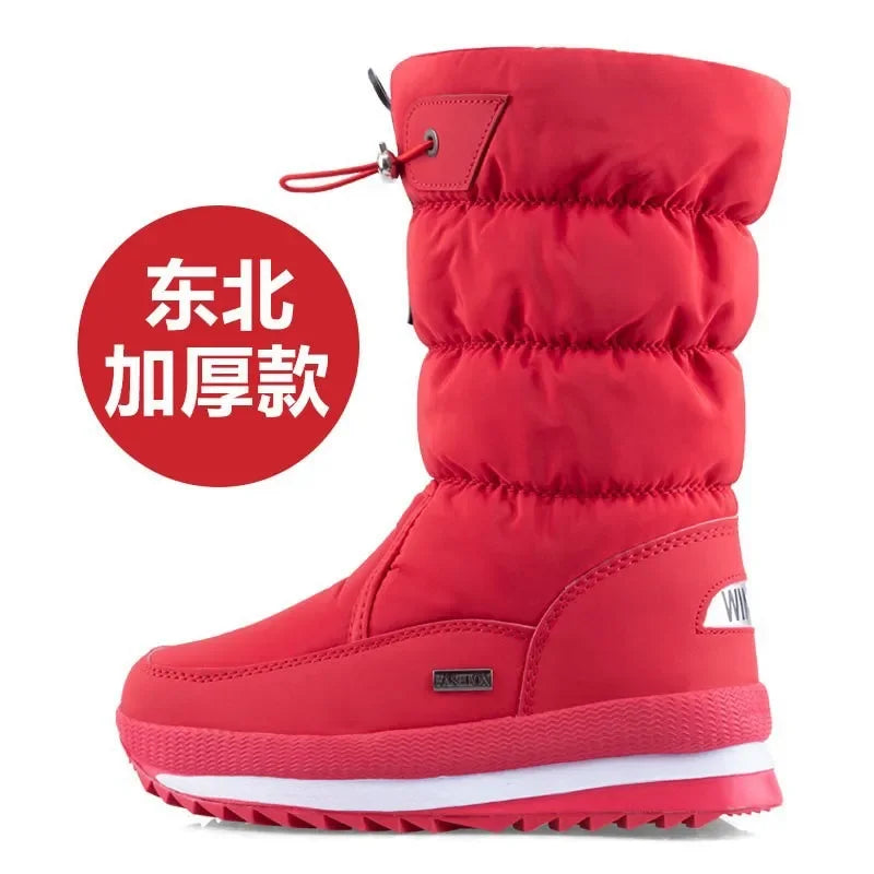Women's Platform Snow Boots – Plush-Lined Mid-Calf Winter Boots with Side Zip