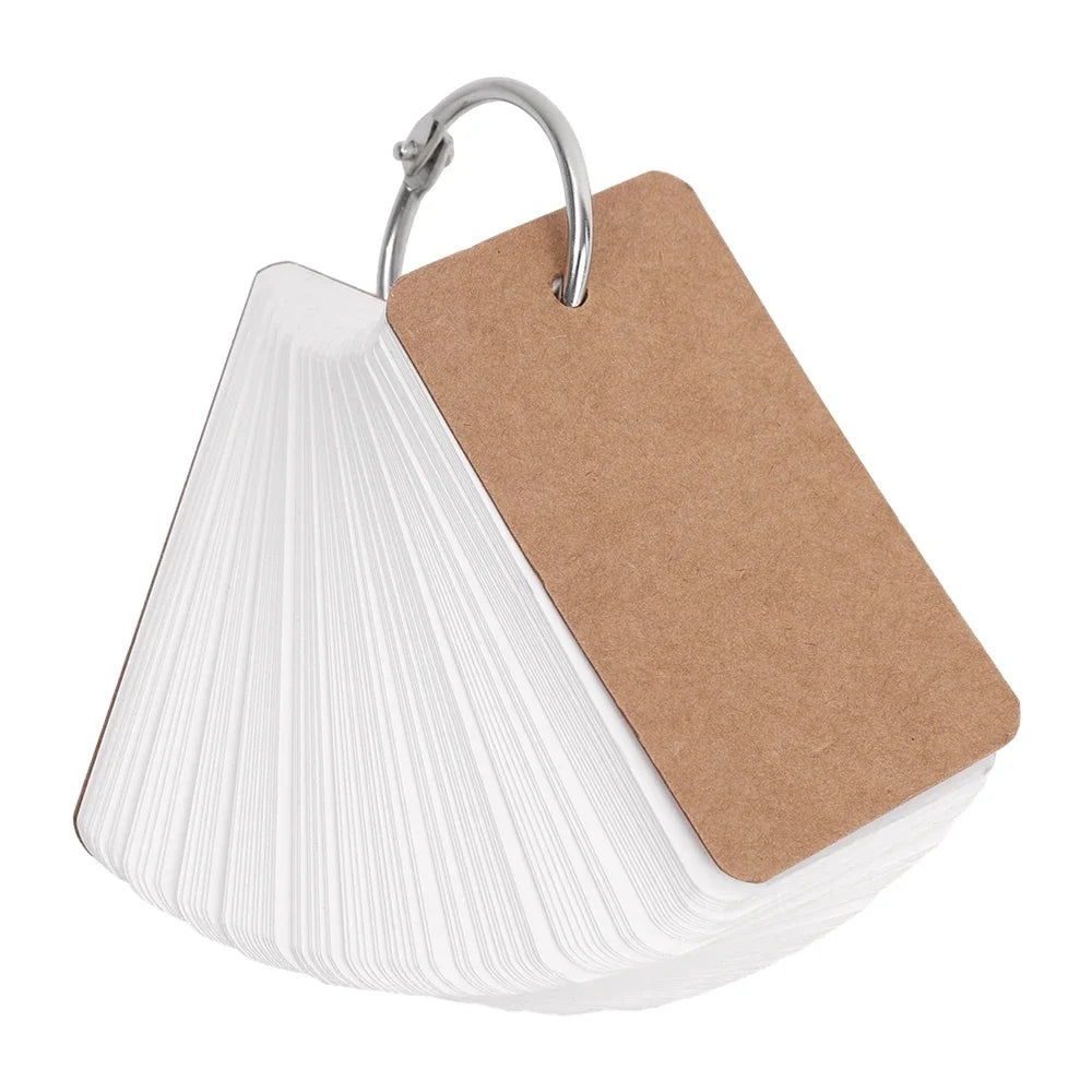Kraft Paper Blank Flashcards with Binder Rings Spiral Notepads Detachable Kids Mini Notebooks Study Cards Book Kawaii Stationery