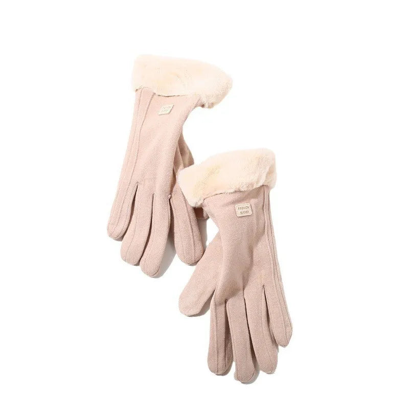 Women's Thick Plush Suede-Feel Touchscreen Gloves