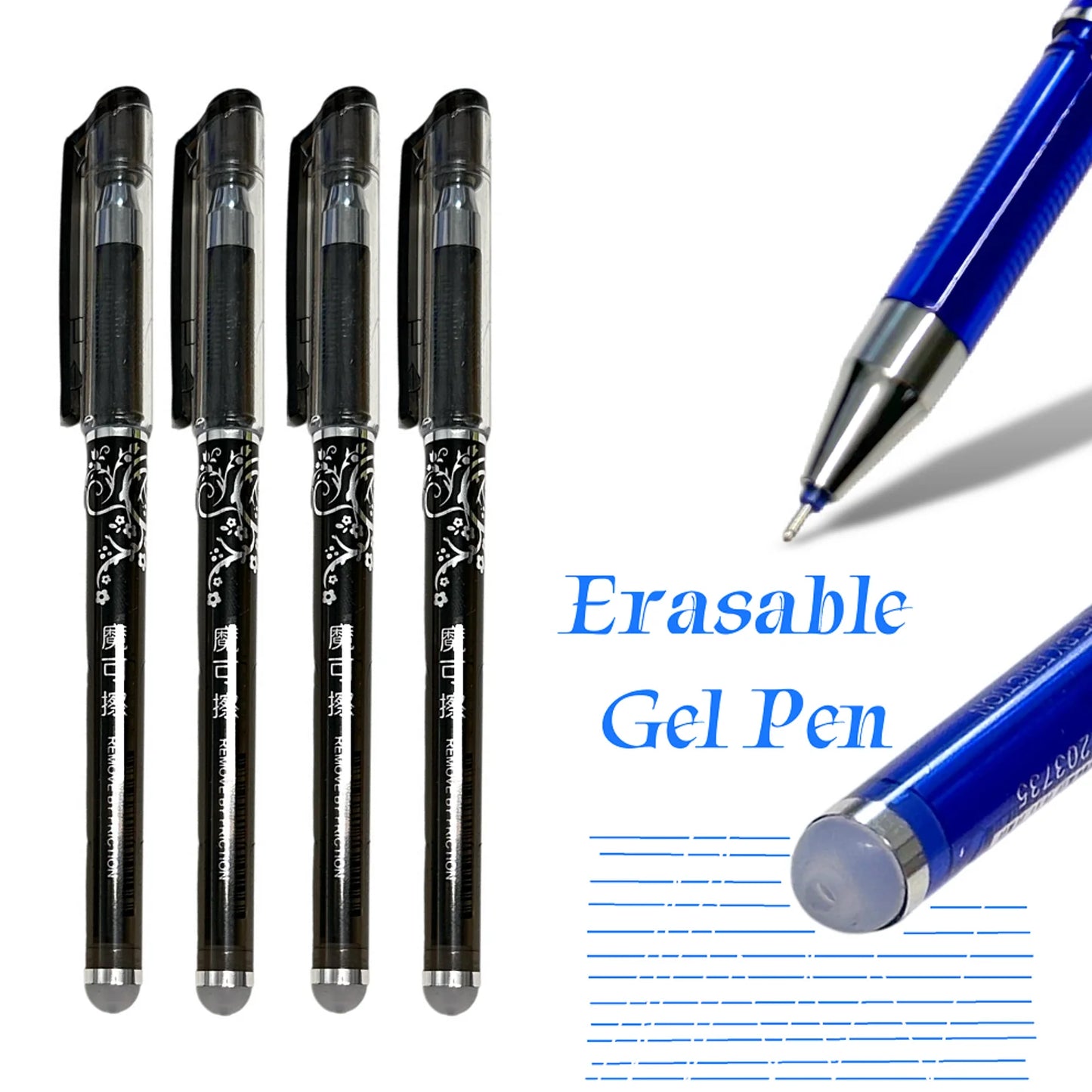 Erasable Gel Pen Set Smooth Writing Blue Black Ink Erasable Pens for School Office Student Stationery DIY Supplies