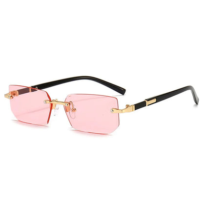 Rimless Rectangle Sunglasses | Trendy Small Square Summer Shades