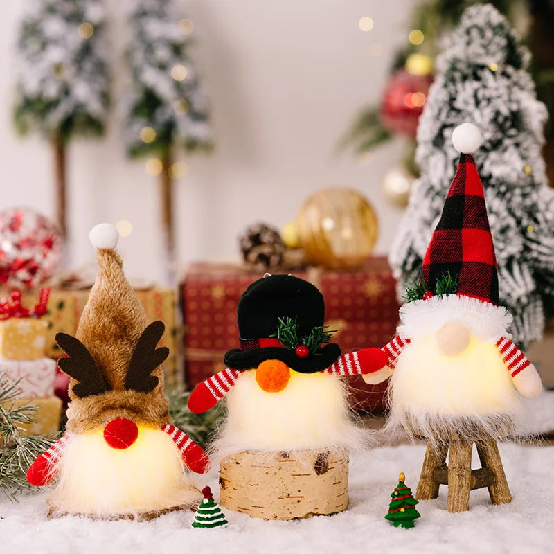 Light-Up Christmas Gnome Plush Ornament – LED Santa Gnome Decor