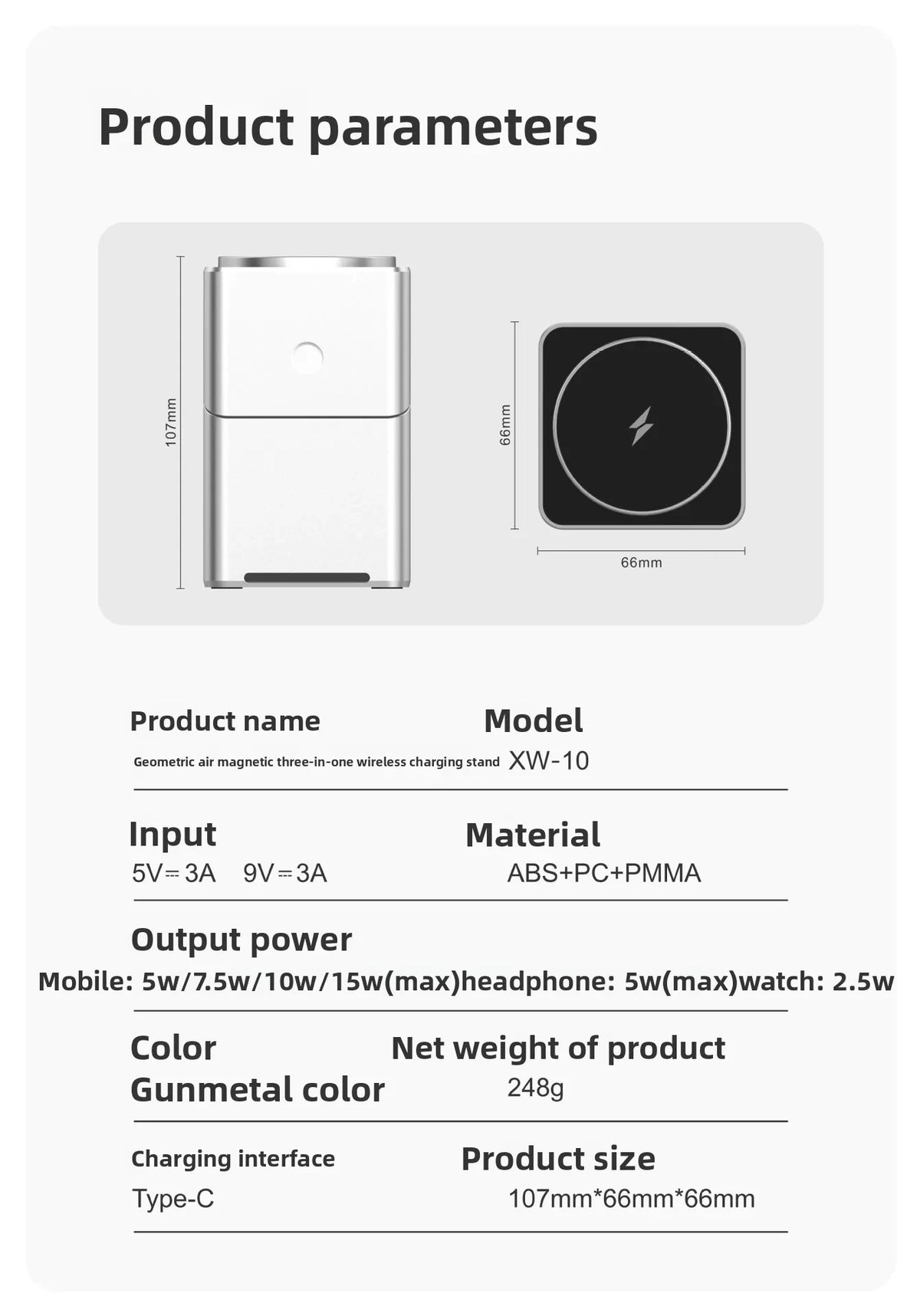 3-in-1 Magnetic Wireless Charging Station for iPhone, Watch & Earbuds