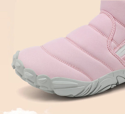 Botas de nieve de invierno para niños con puntera ancha y forro de felpa