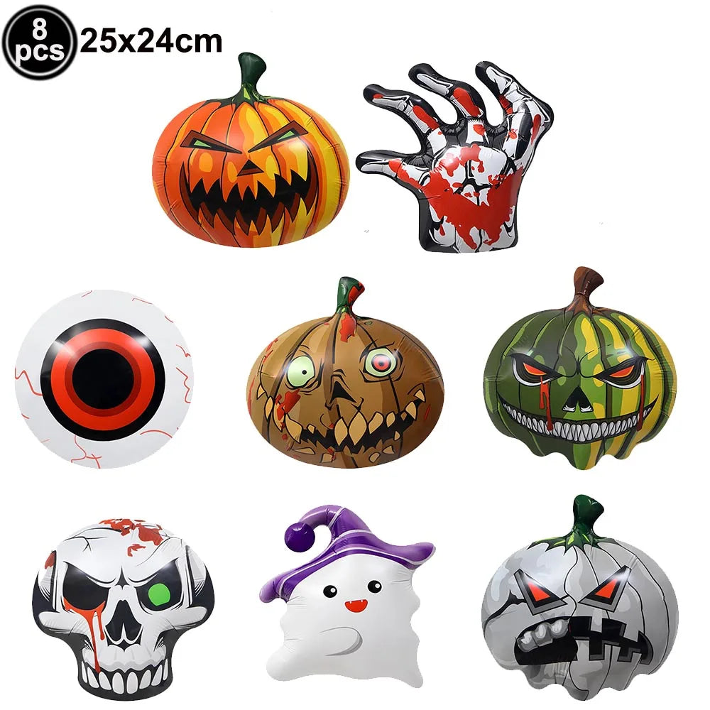 Halloween Standing Foil Balloons – Haunted House, Skull, Witch & Coffin Mylar Decorations