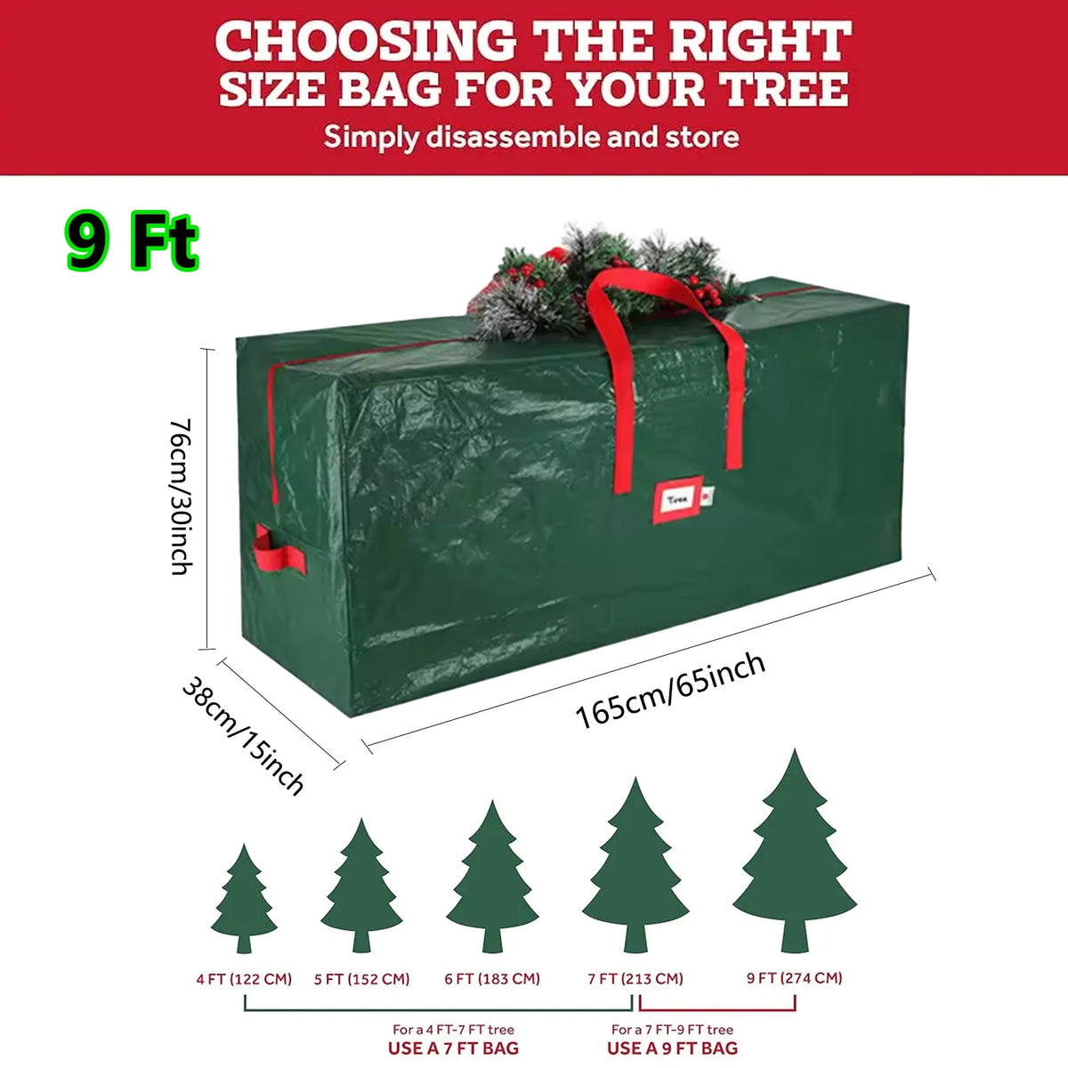 Christmas Tree Storage Bag – Fits Up to 9 ft Artificial Trees, with Handles