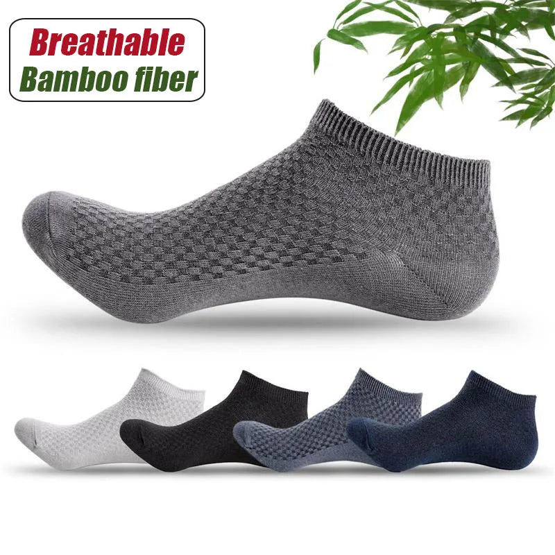 Men's Bamboo Low-Cut Socks – 5 Pairs, Soft & Breathable