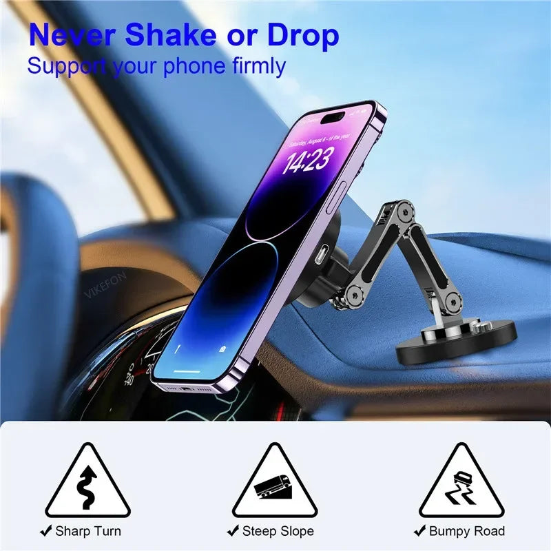 Magnetic Wireless Car Charger Stand & Phone Mount