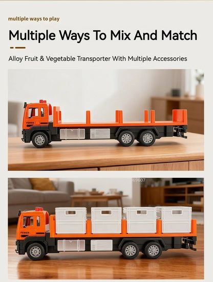 1:32 Die-Cast Produce Transport Truck – Fruit & Veggie Container Toy