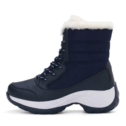 Botines de cuña con plataforma y forro de felpa para mujer AZGB