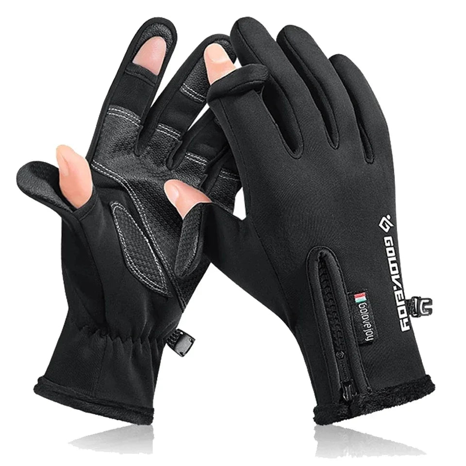 Flip-Finger Fishing Gloves – Fleece-Lined Touchscreen Winter Gloves