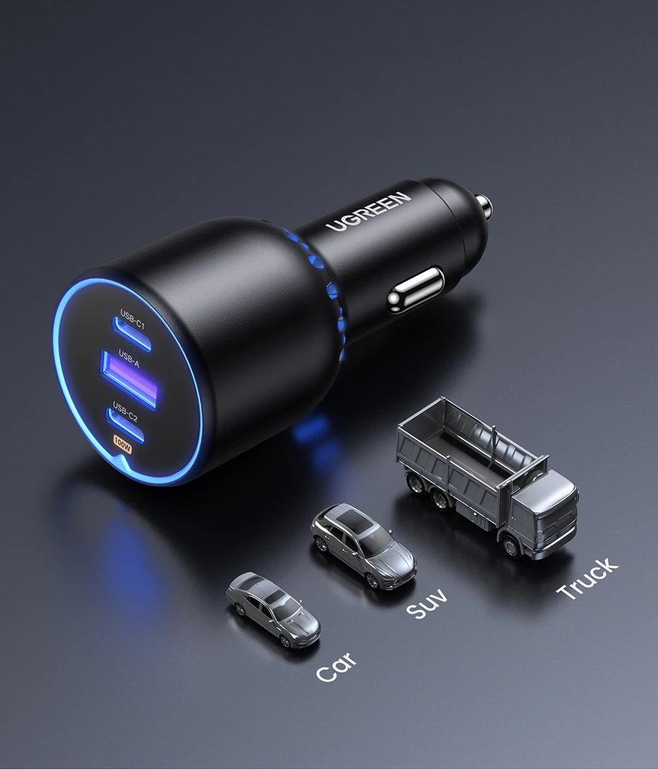UGREEN 130W 3-Port USB-C Car Charger