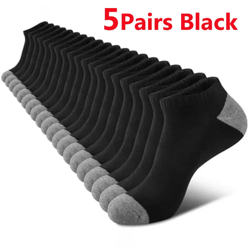 Men's Ankle Running Socks – 5 Pairs, Breathable Low-Cut Sport Socks