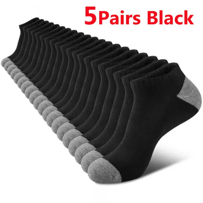 Men's Ankle Running Socks – 5 Pairs, Breathable Low-Cut Sport Socks