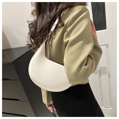 Women's Crescent Moon Shoulder Bag – Soft Vegan Leather Handbag