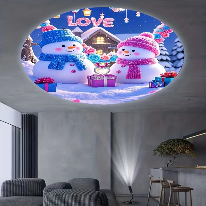 Mini USB Christmas Projector – Santa, Snowman & Tree Patterns