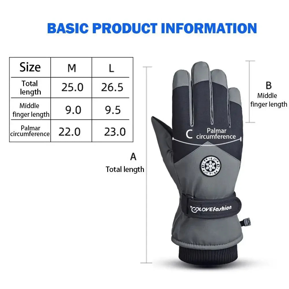 Women's Faux Leather Ski Gloves – Fleece-Lined Touchscreen Snow Gloves