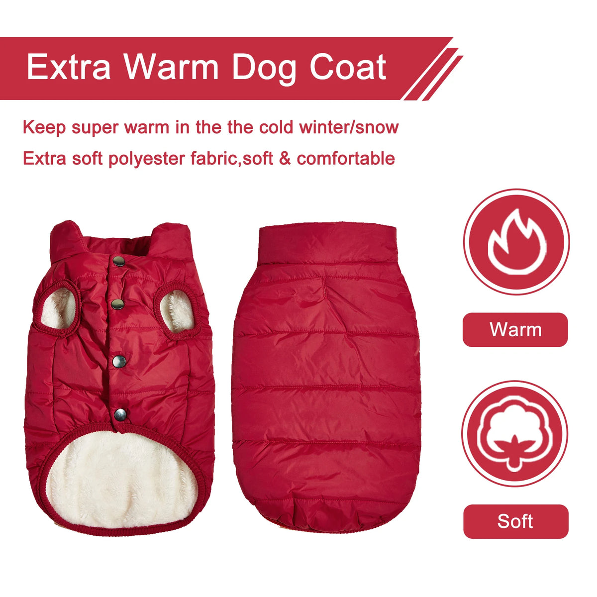 Warm Cotton-Padded Winter Dog Coat – Pet Jacket for Small to Large Dogs