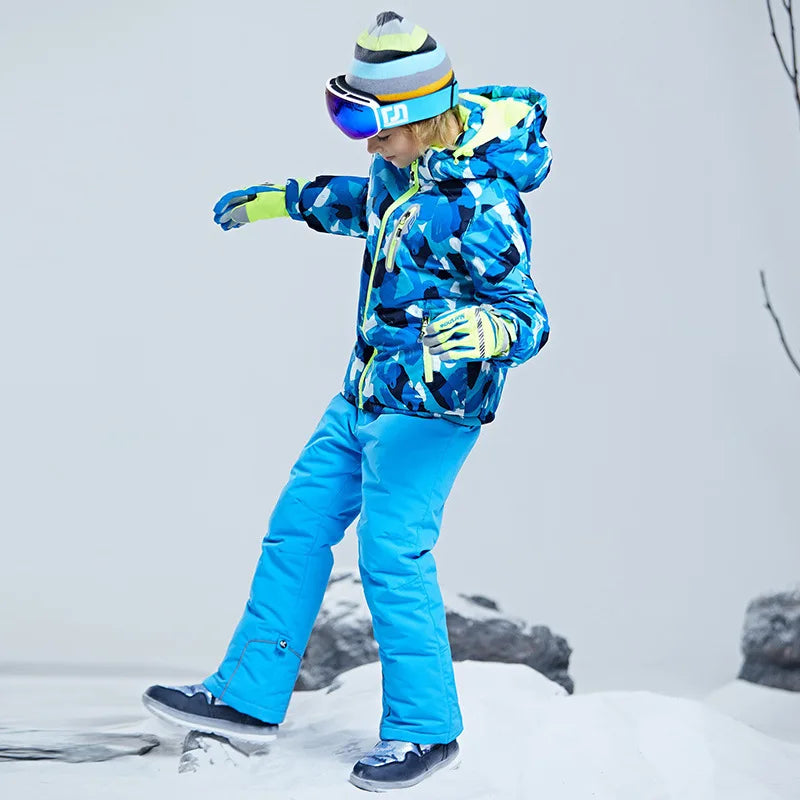 -30 Degree Kids Ski Suit Boy Girls Winter Outdoor Sports Waterproof Skiing Snowboarding Jackets Snow Pants Children Clothing Set