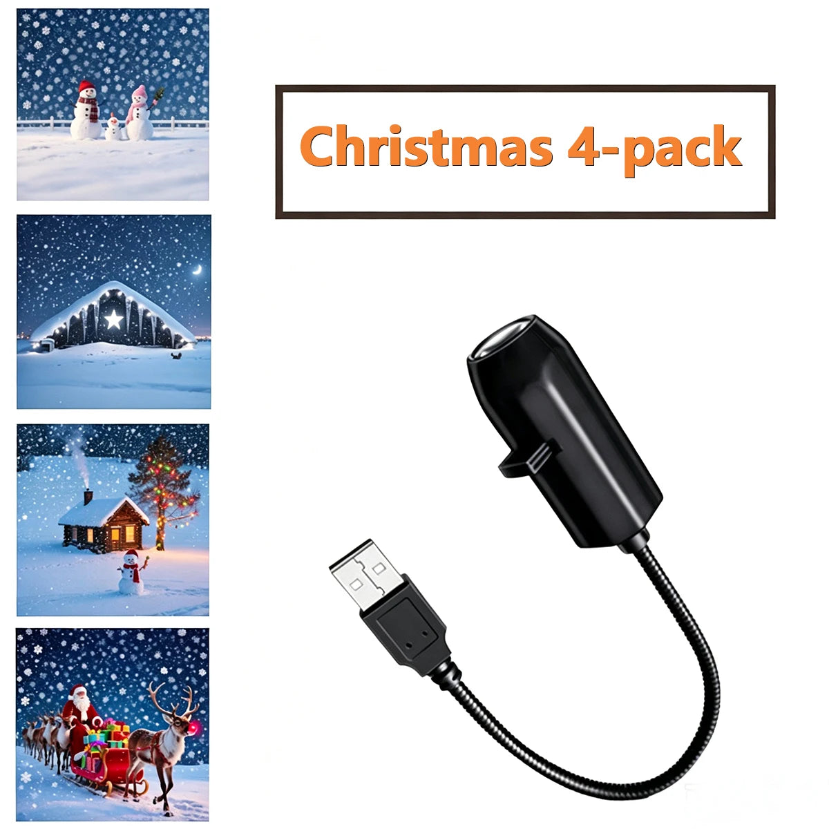 USB Christmas Projector Lamp with Flexible Gooseneck – Car & Desk