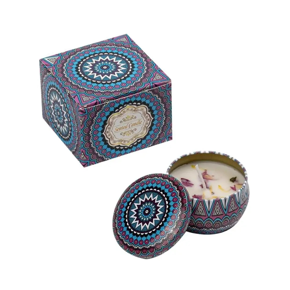 Dried Flower Soy Wax Scented Candle | Smokeless Tin Jar Candle | 8 Scents — Lavender, Rose, Jasmine & More