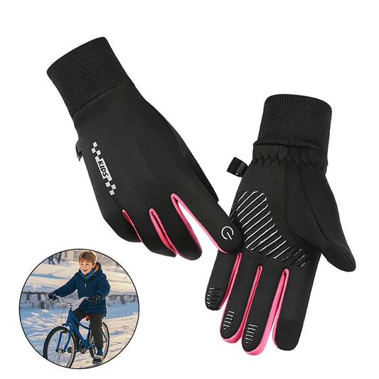 Kids' Fleece-Lined Touchscreen Winter Gloves – Non-Slip (Ages 5–14)