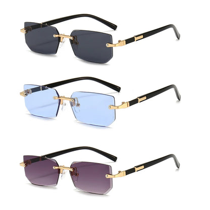 Rimless Rectangle Sunglasses | Trendy Small Square Summer Shades