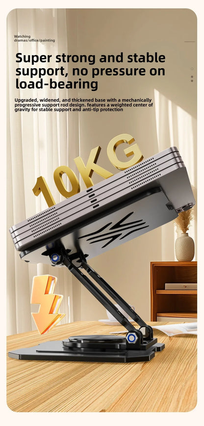 Support pour ordinateur portable avec rotation à 360° | Élévateur réglable et pliable en métal, 10-17"