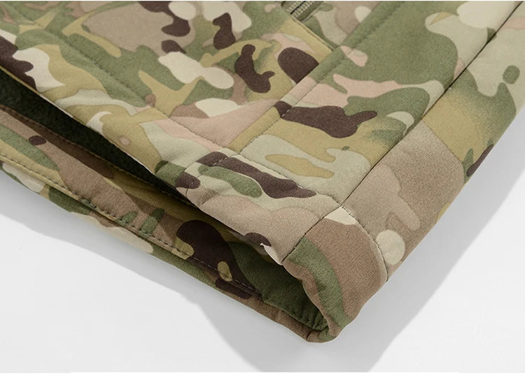 Men's Military Soft Shell Tactical Jacket Winter Warm Fleece Hunting Jackets Outdoor Hiking Fishing Hooded Multi-pockets Coat