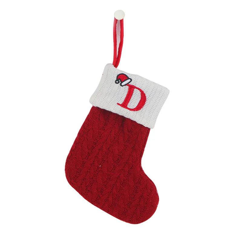 Knitted Initial Christmas Stocking – Letter A–Z Personalized