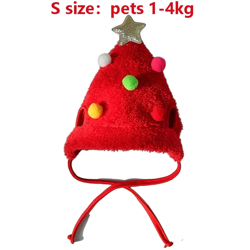 Christmas Pet Costume Set – Santa or Reindeer Hat with Scarf for Cats & Small Dogs