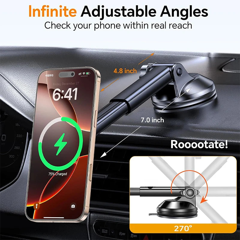 15W Magnetic Dashboard Wireless Car Charger & Mount