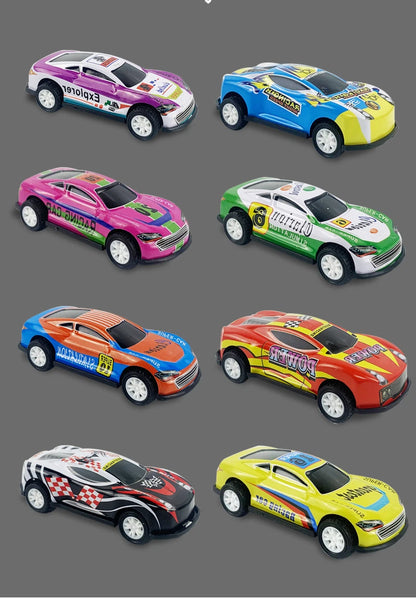 12 coches de carreras de aleación con mecanismo de retroceso – Set de coches de metal fundido a escala 1:64 para niños