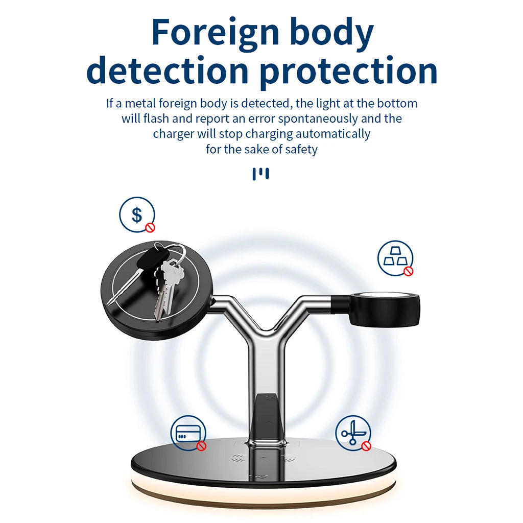 3-in-1 Magnetic Wireless Charger for Phone, Watch & Earbuds