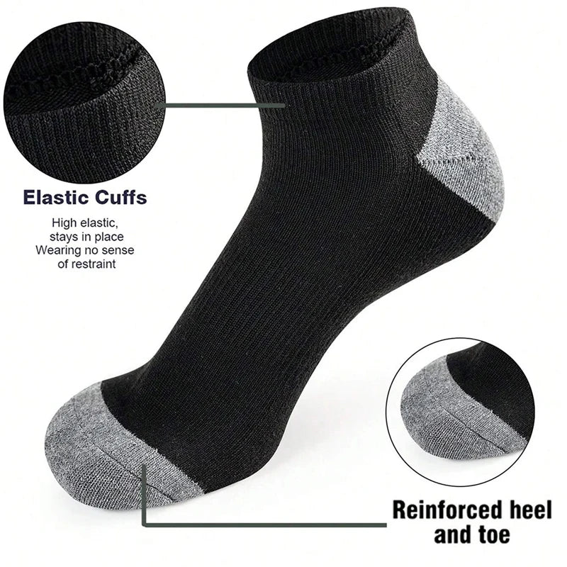 Men's Ankle Running Socks – 5 Pairs, Breathable Low-Cut Sport Socks