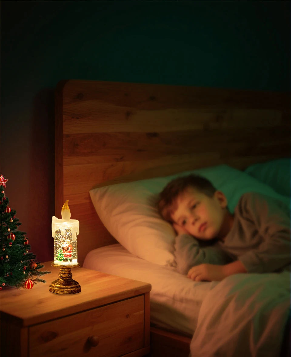 LED Candles Lights Christmas Lights Flameless Christmas Snow Globe Candle Light Home Decorative Candles Christmas Decorations